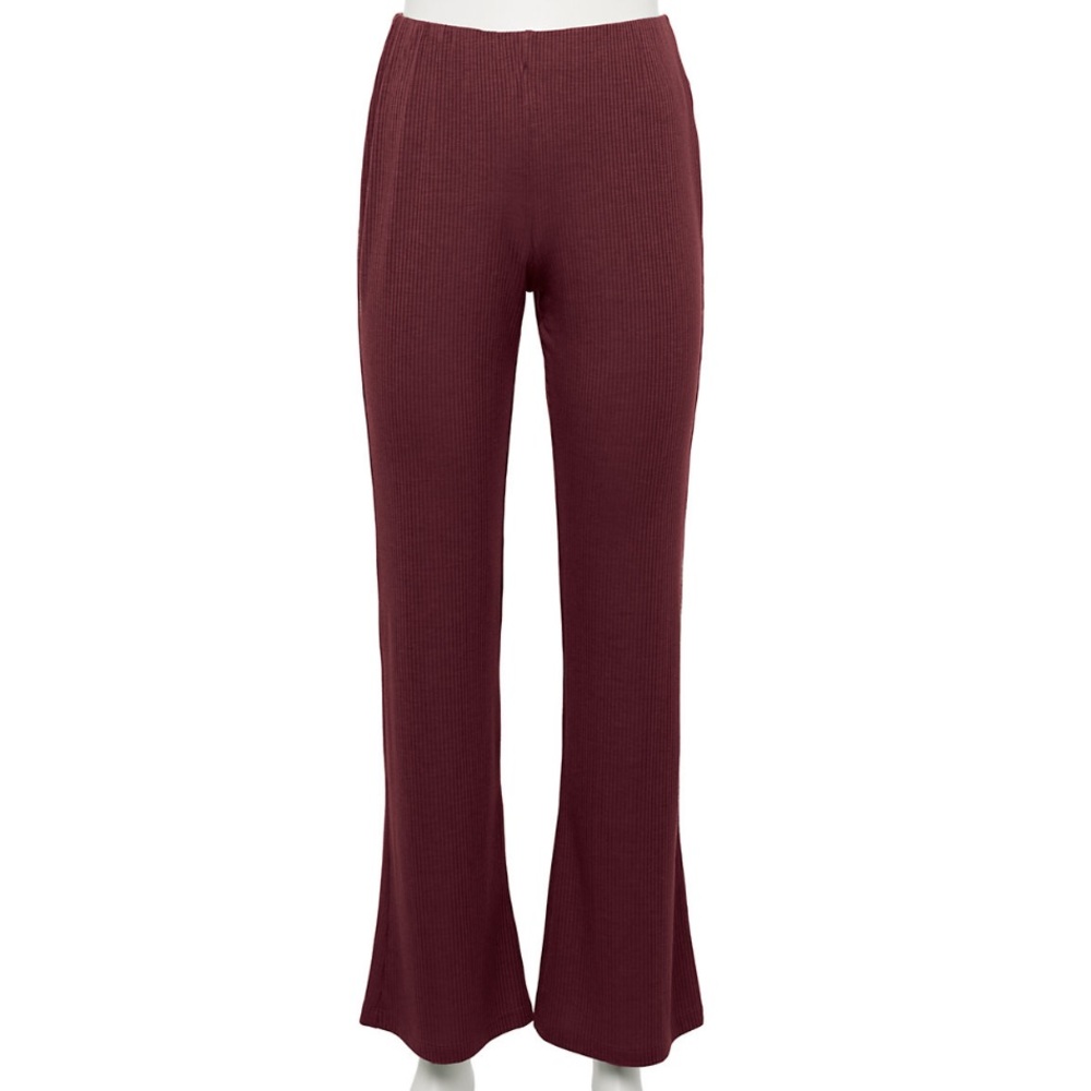Live To Be Spoiled Ribbed Knit Flare Bottom Pants